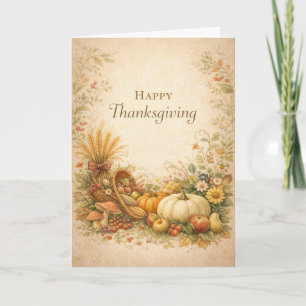 Vintage Rustik Thanksgiving Cornucopia Skörd Kort