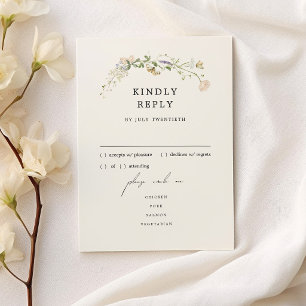 Vintage Rustik Vildblomma Bröllopsmeny RSVP-kort OSA Kort