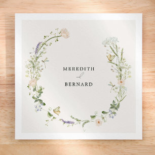 Vintage Rustik Vildblomma Bröllopsservett Pappersservett