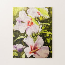 Vintage Rustik vit Blommigt Grey Watercolor Pussel