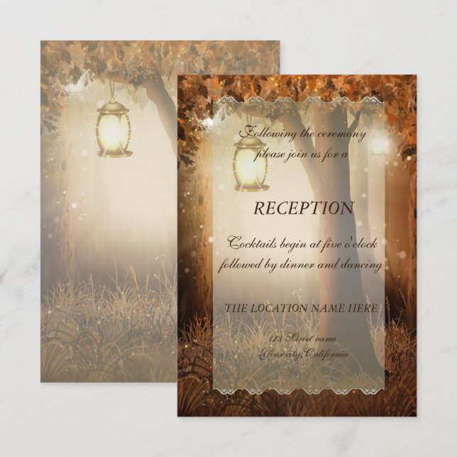 Vintage Rustikt Trä Mottagning Inbjudningar (Fram/baksida)