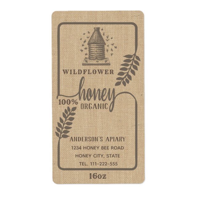 Vintage Rustin linen beehive honey gren burk Fraktsedel (Framsidan)