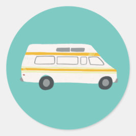 Vintage RV Van Motorhome Campervan Cute Teckning Runt Klistermärke