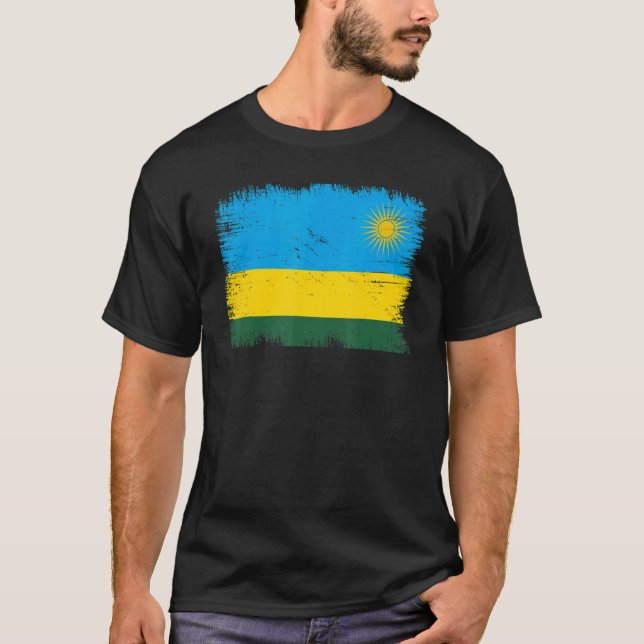 Vintage Rwanda Flagga Rwanda Independence day T Shirt (Framsida)