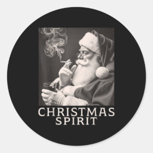 Vintage Rykande Tomte Jul Rolig Srit C Runt Klistermärke