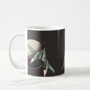 vintage rymdskeppsmönster kaffemugg