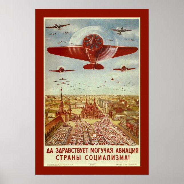 Vintage Rysk flygpropaganda poster (Framsidan)