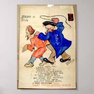 Vintage Rysslands politiska Tecknad Poster