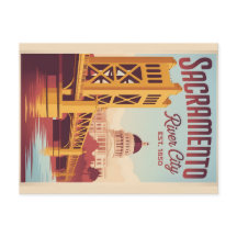 Vintage Sacramento California Retro Resemålning Po