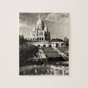 Vintage Sacré-Coeur de Montmartre i Paris Photo Pussel