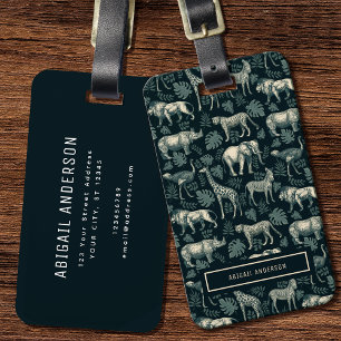 Vintage Safari African Animals Mönster Bagagebricka