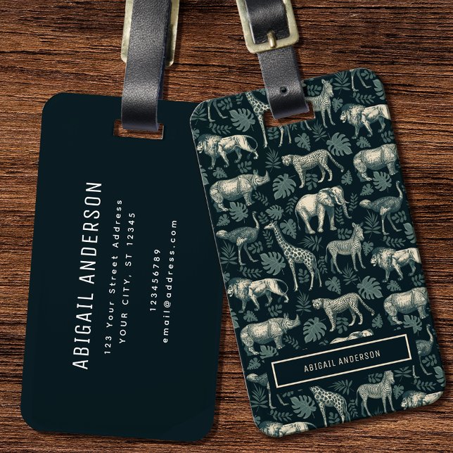 Vintage Safari African Animals Mönster Bagagebricka (Skapare uppladdad)