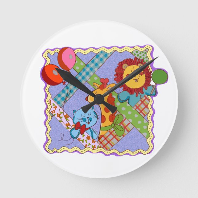 Vintage Safari Animals Clock Rund Klocka (Framsida)