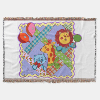 Vintage Safari Djur Kast Blankett Filt