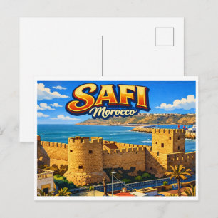 Vintage Safi stadens strand Marocko resminnen Vykort