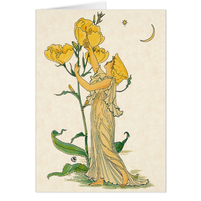 Vintage Saga, Nattljus, Walter Crane Hälsningskort (Framsidan)