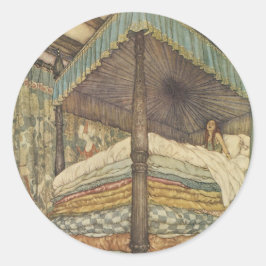 Vintage saga, prinsessa och ärtan, Edmund Dulac Runt Klistermärke