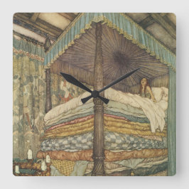 Vintage saga, prinsessa på ärta, Edmund Dulac Fyrkantig Klocka