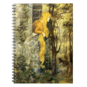 Vintage saga, Rapunzel med långt blondt hår Anteckningsbok