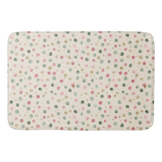 Vintage Sage and Pink Dots Pattern Watercolor Badrumsmatta