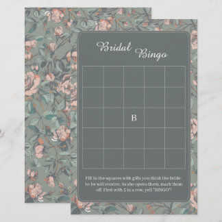 Vintage Sage Dammtrosa Bröllopsdusch Bingo Spel
