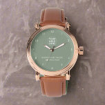 Vintage Sage Grönt Branded Corporate Logotyp Armbandsur<br><div class="desc">Vi introducerar vår vintage Sage grönt märks med logotyp för företag. Med den här eleganten blandas den klassiska designen ihop med företagets logotyp,  vilket ger ett tidlöst tillbehör som förbättrar ditt varumärkes närvaro med hjälp av sofistikering och stil.</div>
