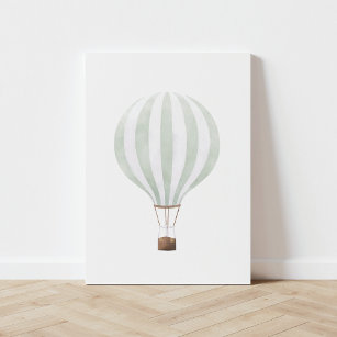 Vintage Sage Grönt Luftballong för vattenfärg Canvastryck