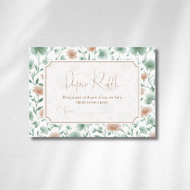 Vintage Sage Persika Vilda Blommor Guld Blöja Lott Tilläggskort