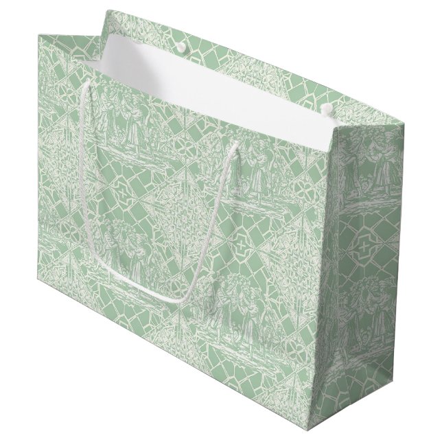 Vintage Sage Toile med klassiska figurer (Framsidan Vinklad)