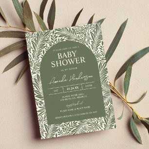 Vintage Sage WildblomBaby Shower Inbjudningar