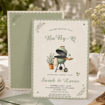 Vintage Sagegrön Baby-Q Grill Neutral Baby Shower-