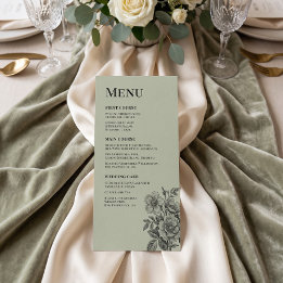 Vintage Sagegrön Blommig Romantisk Meny