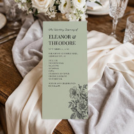 Vintage Sagegrön Blommig Romantisk Program
