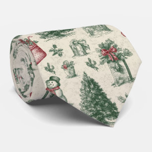 Vintage Sagegrön Vinter Toile Jul (1) Slips