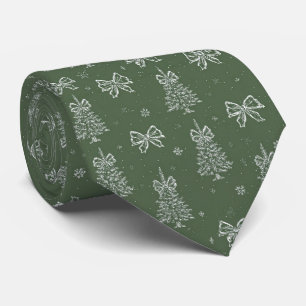 Vintage Sagegrön Vinter Toile Jul (4) Slips