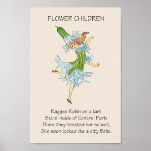 Vintage sagobok Blomsterbarn RAGGED ROBIN Poster