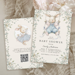 Vintage Sagobok Kanin Bebis Shower Inbjudan