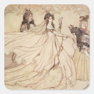Vintage sagor, Askungen av Arthur Rackham Fyrkantigt Klistermärke