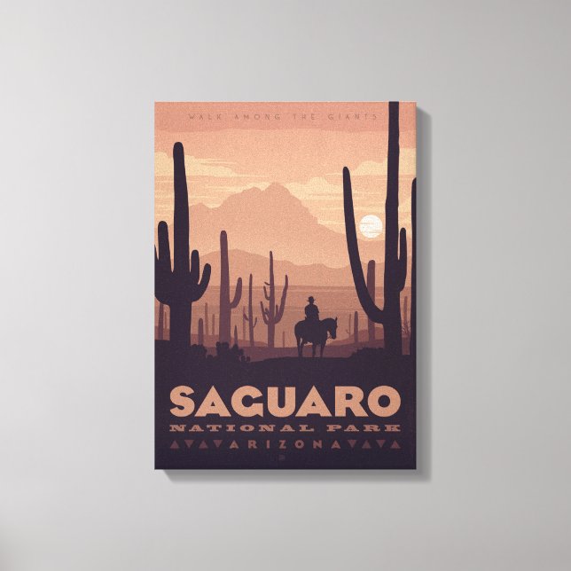 Vintage Saguaros nationalpark Kanvastryck (Framsida)