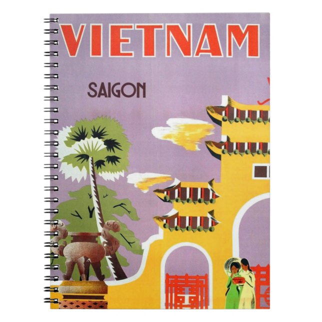 Vintage Saigon Vietnam Resa Anteckningsbok (Framsidan)