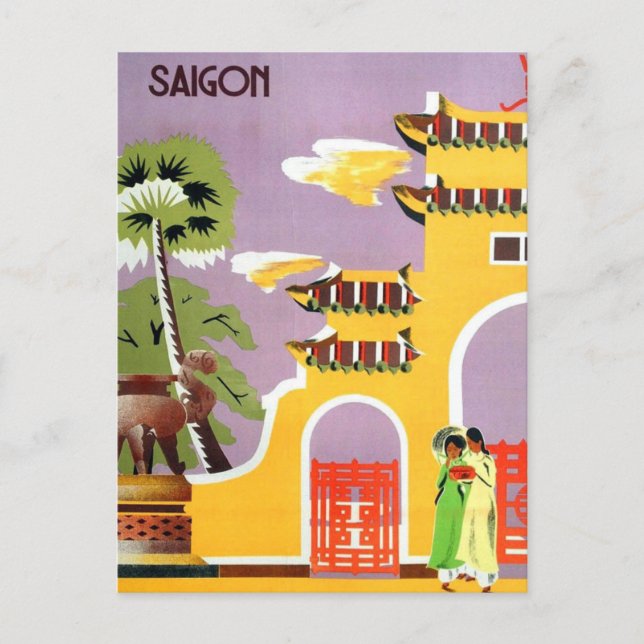Vintage Saigon Vietnam Resor Vykort (Framsida)