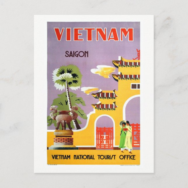 Vintage Saigon Vietnam Travel Vykort (Framsida)
