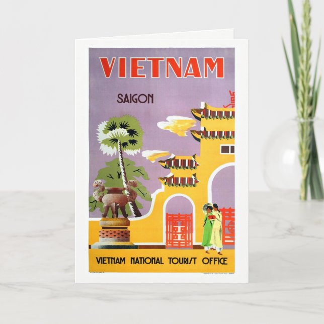Vintage Saigon Vietnam Travel-vykort Kort (Framsida)