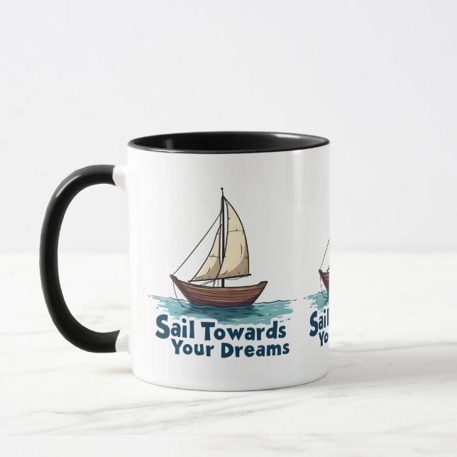 Vintage Sailboat Nautical Inspirational Quote Mugg (Vänster)