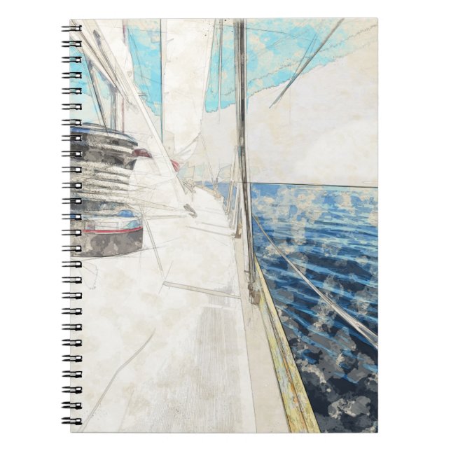 Vintage Sailboat Notebook - Nautical Sketch Anteckningsbok (Framsidan)