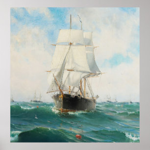 Vintage Sailboat Painting (1887) Poster