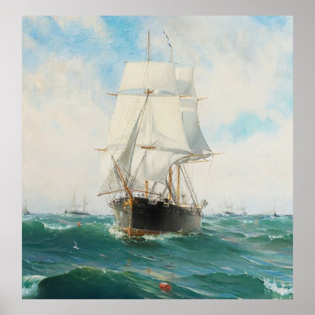 Vintage Sailboat Painting (1887) Poster (Framsidan)