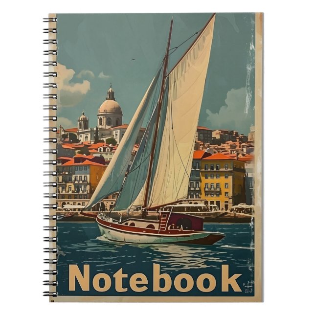 Vintage Sailing Boat Lissabon Anteckningsbok (Framsidan)