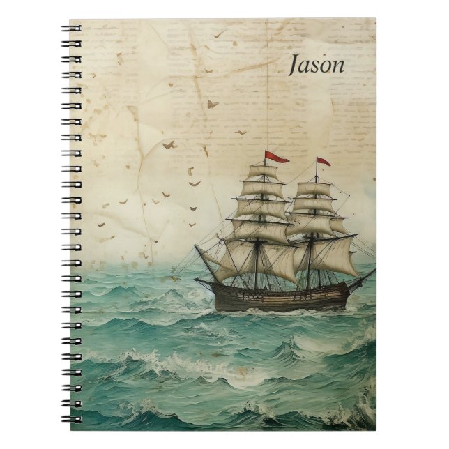 Vintage Sailing Frakt Anteckningsbok (Framsidan)