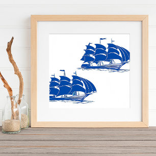 Vintage Sailing Frakt Nautical Ocean Clipper Poster